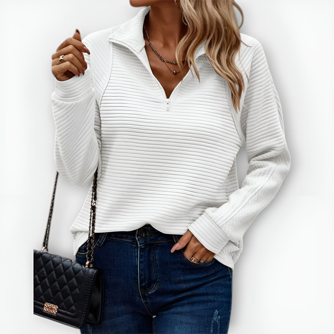 Chloé - Pull Demi-Zip Côtelé