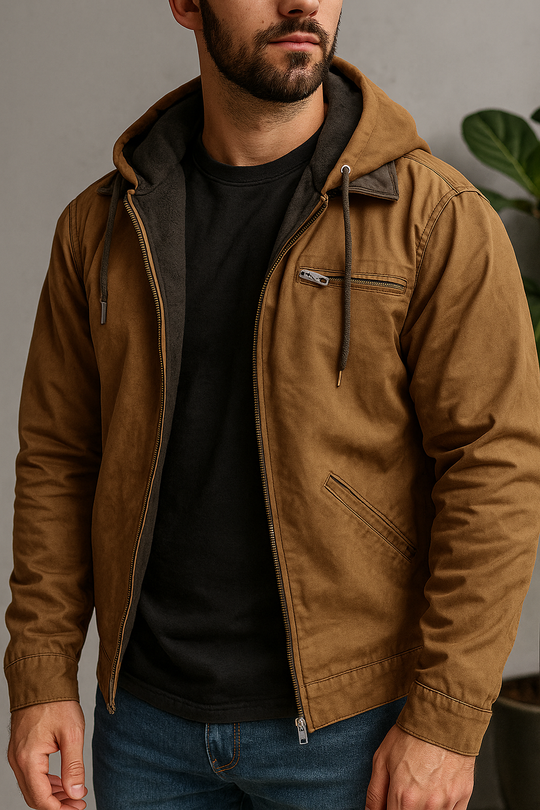 Hugo - Veste Cuir Brun Doublée