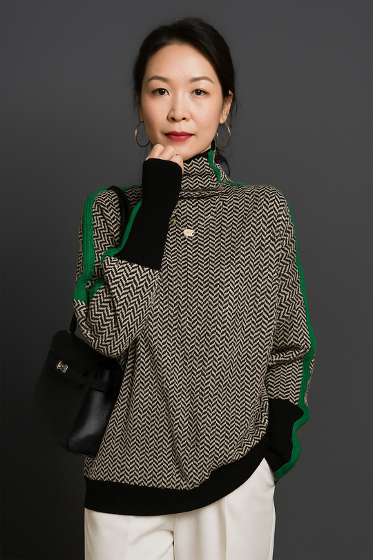 Marieké -Col Roulé Avec Des Rayures Élégantes