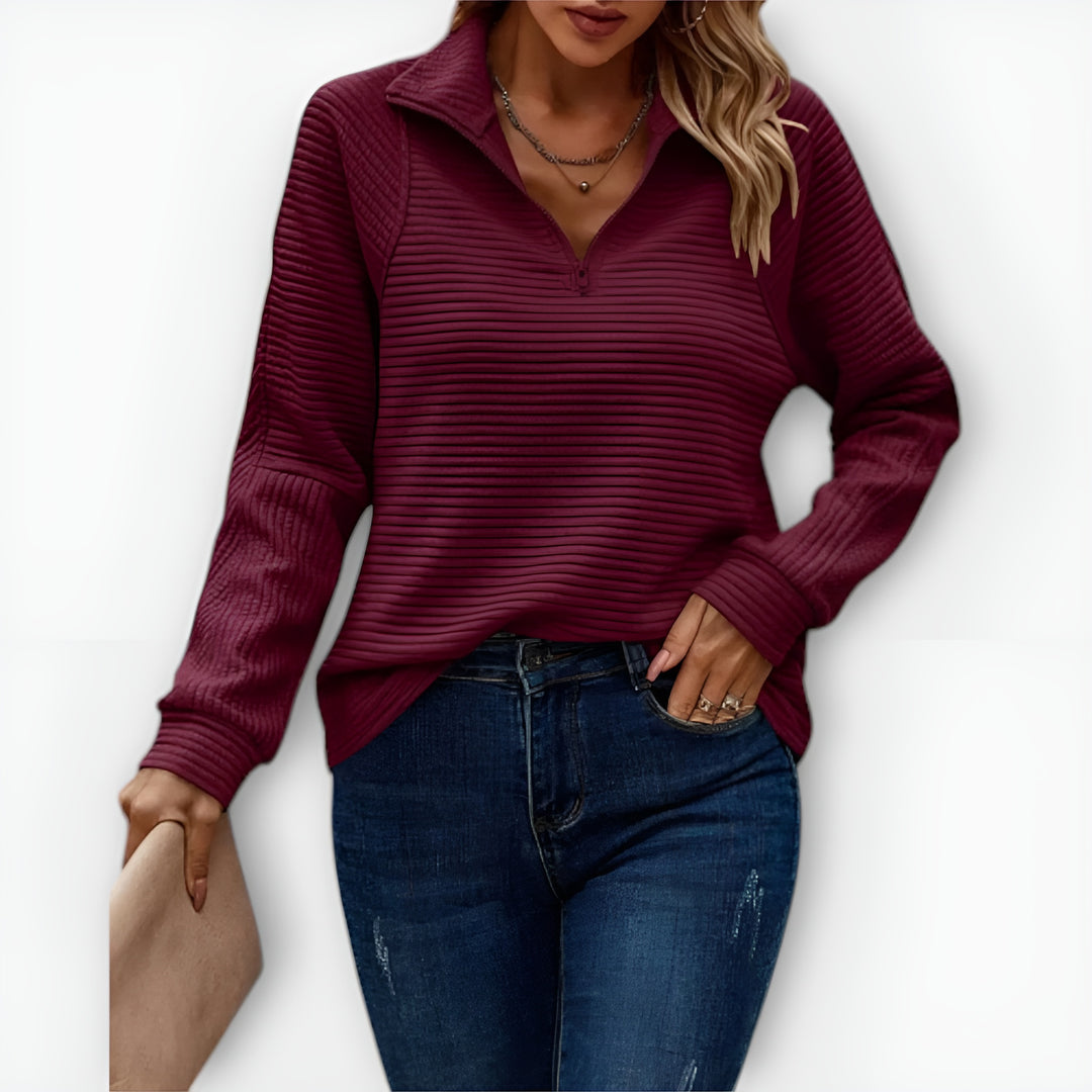 Chloé - Pull Demi-Zip Côtelé