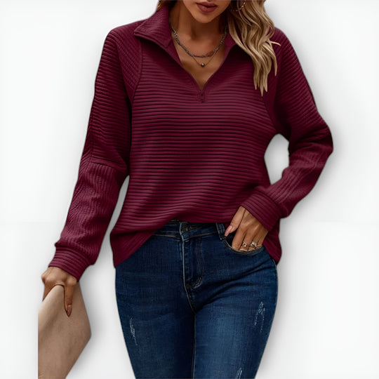 Chloé - Pull Demi-Zip Côtelé